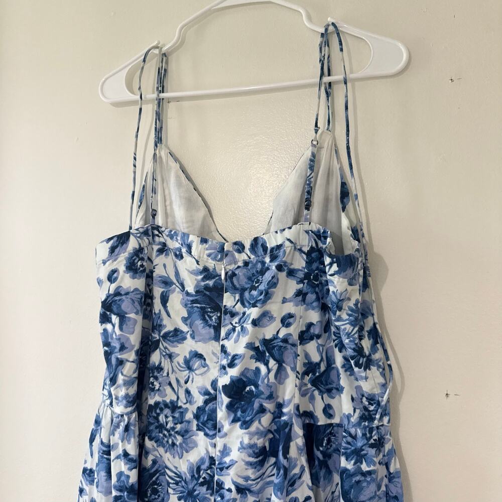 Abercrombie & Fitch Strappy Plunge Corset Maxi Blue White Floral Maxi Dress XL - Picture 6 of 7